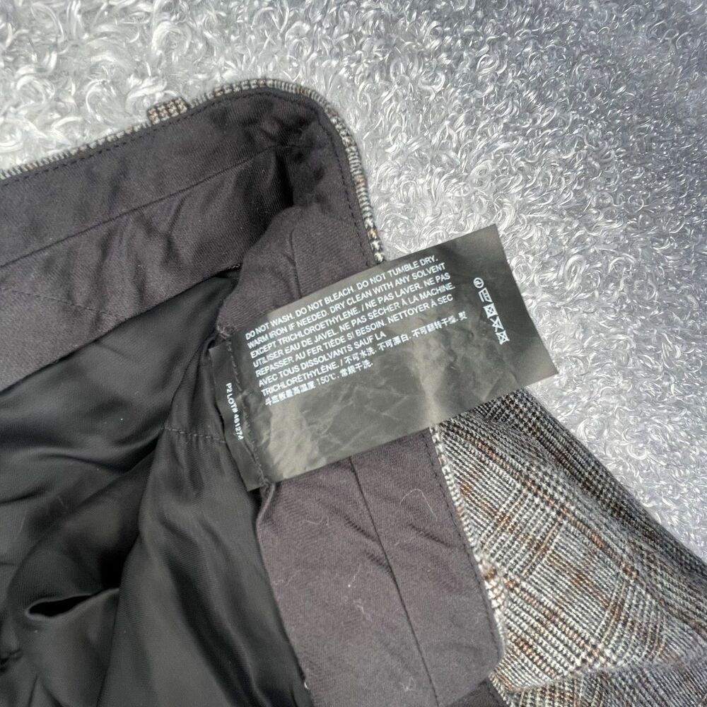 Theory Treeca 2 Maple Traceable Wool Pants 14 Gray Plaid Tapered Crop Trousers - Picture 9 of 14